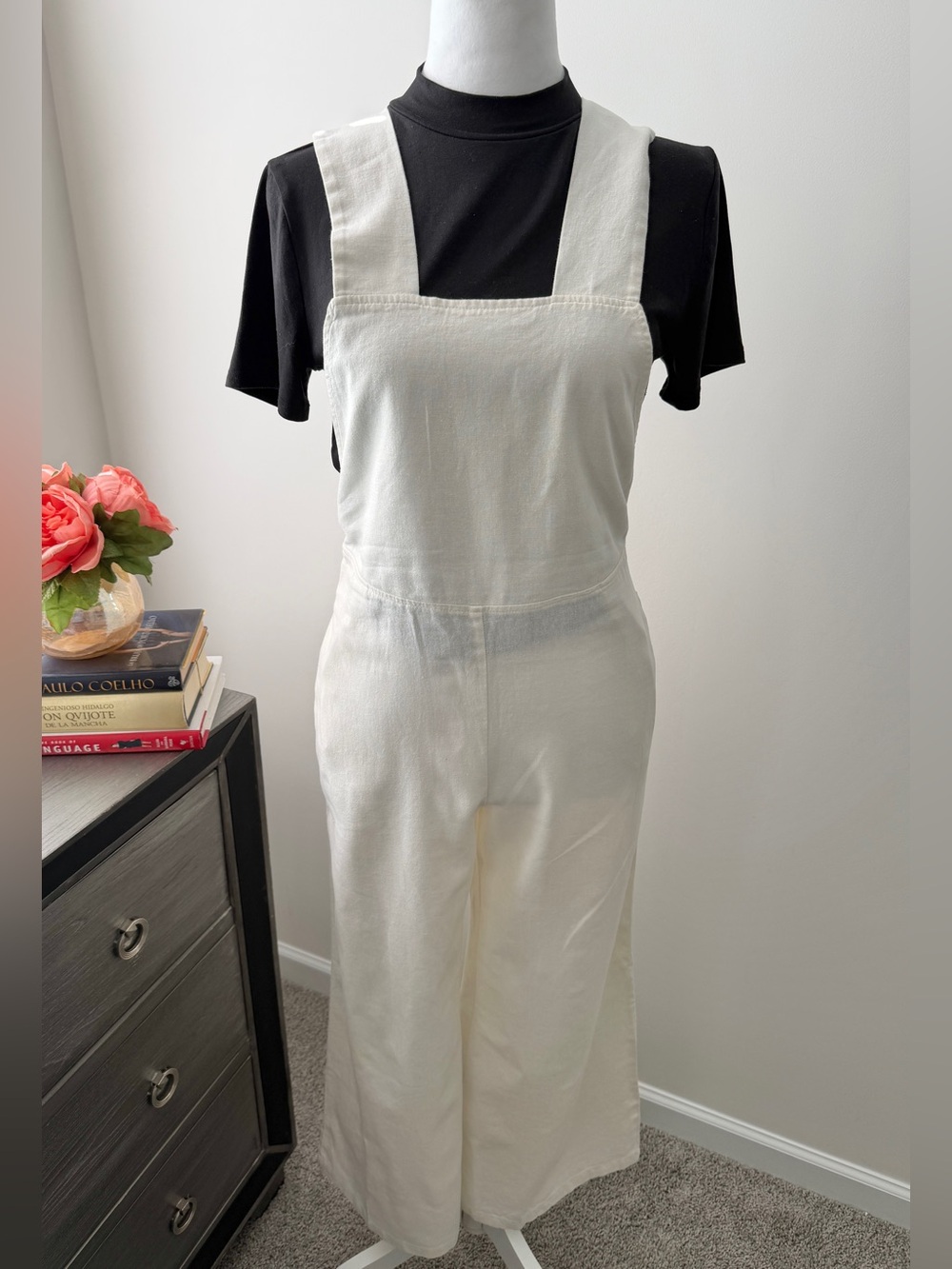 Preloved Cream Wide-Leg Overalls Jumpsuit - Picture 5 of 16